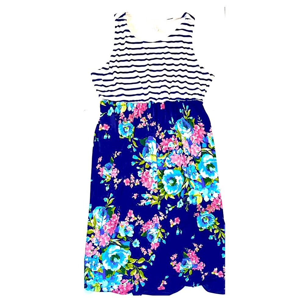 BELLAMIE plus • Navy Floral Stripe • DRESS